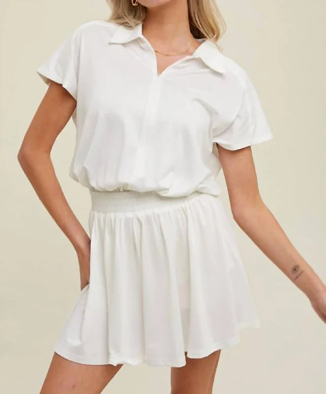 Everyday Basics Olympian Tennis Romper In White