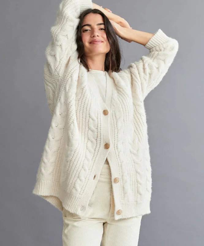 Chic Casual Style Cable Cocoon Cardigan