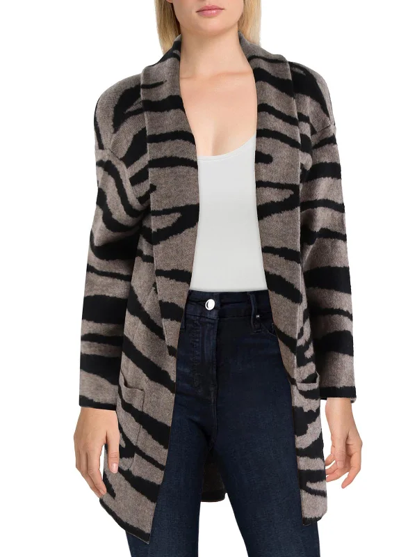 Chic Trends Unveiled Womens Animal Print Open Front Cardigan Sweater