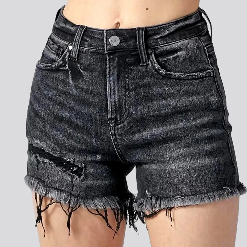 Inspired By You, Designed For You High-waist frayed-hem jeans shorts for women