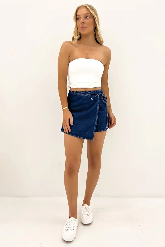 Budget Friendly Fashion Sofia Denim Skort Dark Blue