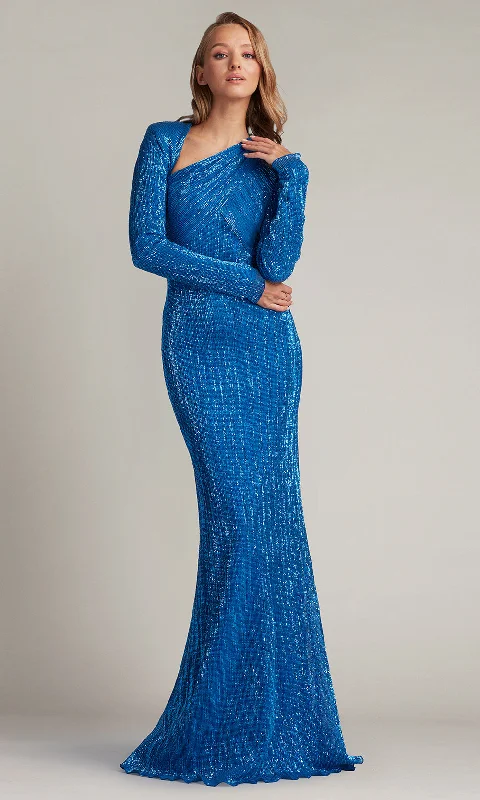 Chic & Cozy Collection Tadashi Shoji CDM24016L - Marika Sequin Criss-Cross Draped Keyhole Gown