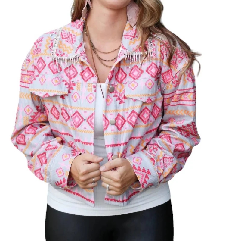 Sophisticated Fashion Cowgirl Barbie Jacket In Pink Multi