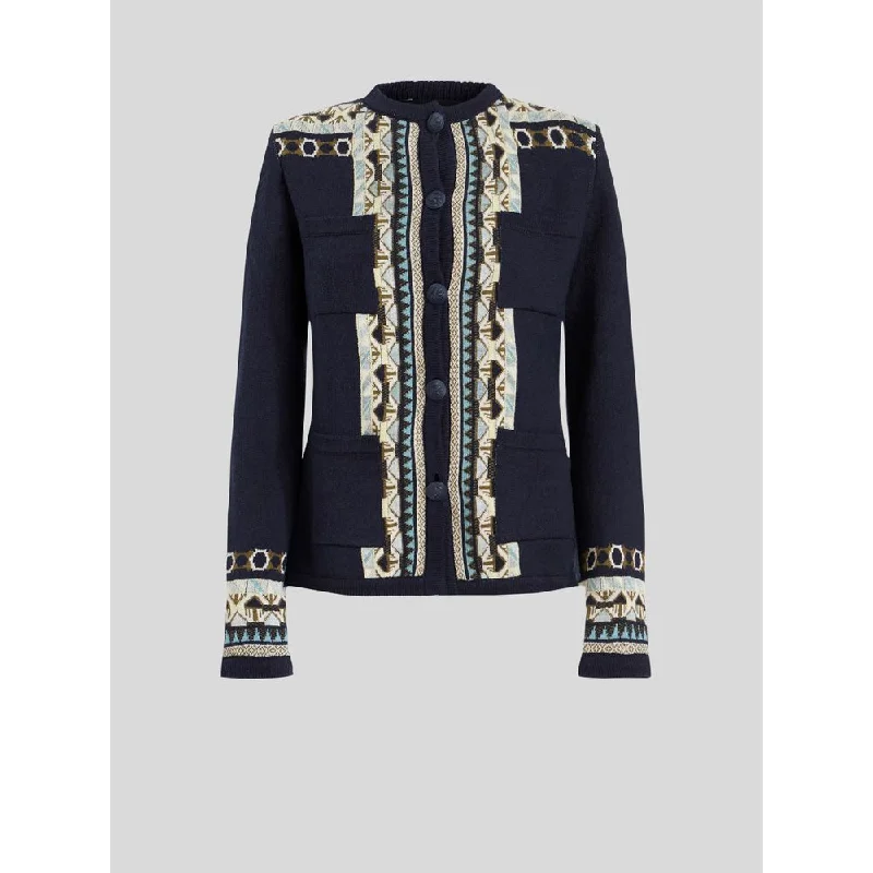 Effortless Sophistication Geometric Pattern Silk Jersey Jacket