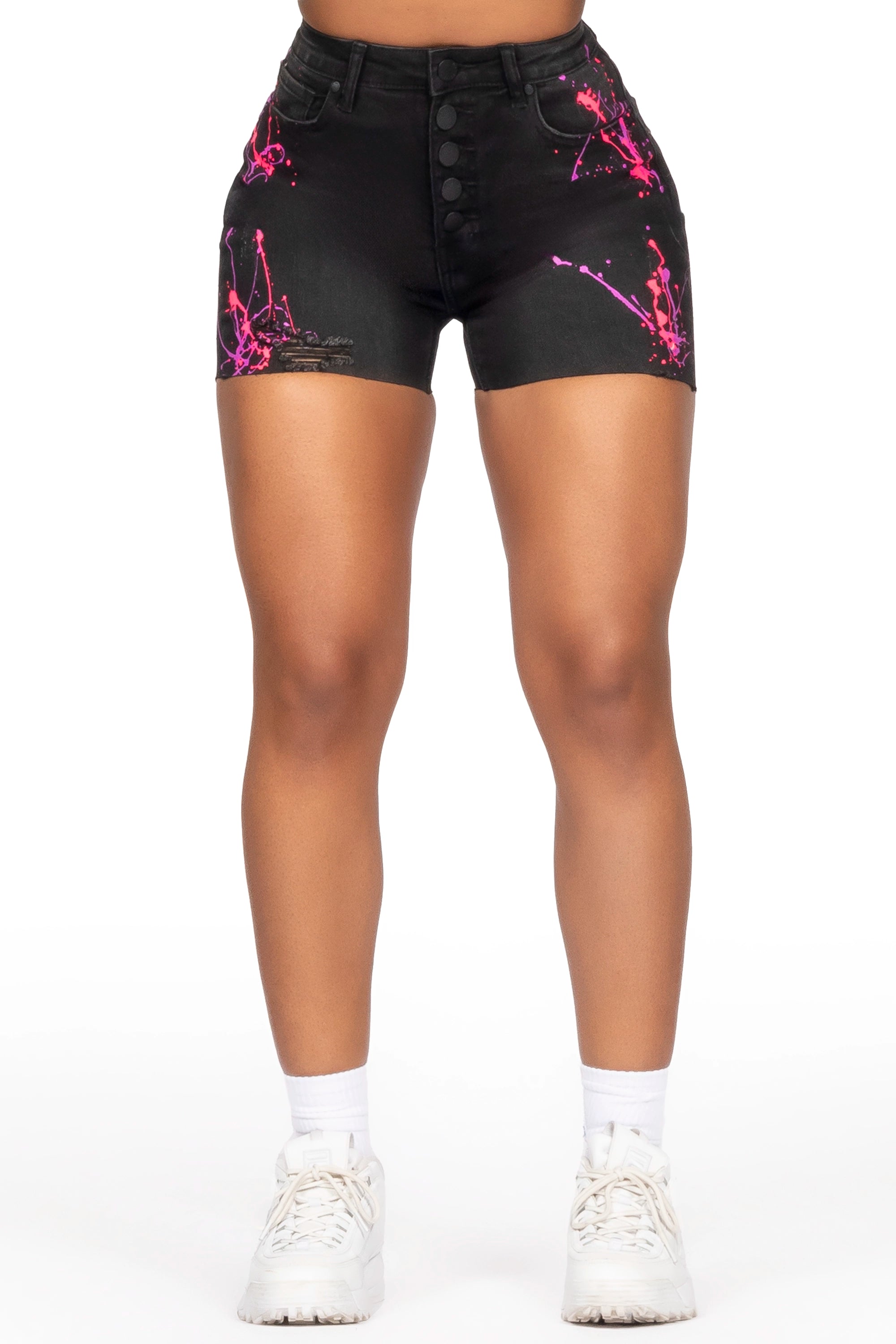 Chic Trend Collection Marneshia Black Painted Denim Short