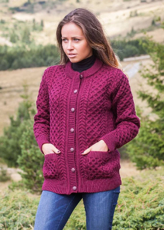 Style Your Wardrobe Aran Lumber Cardigan | Raspberry Marl