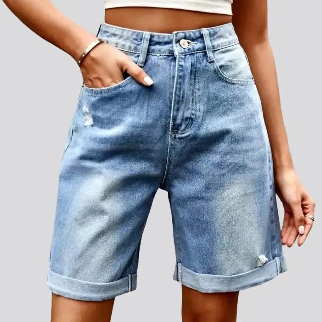 Chic Wardrobe Essentials Sanded women's denim shorts