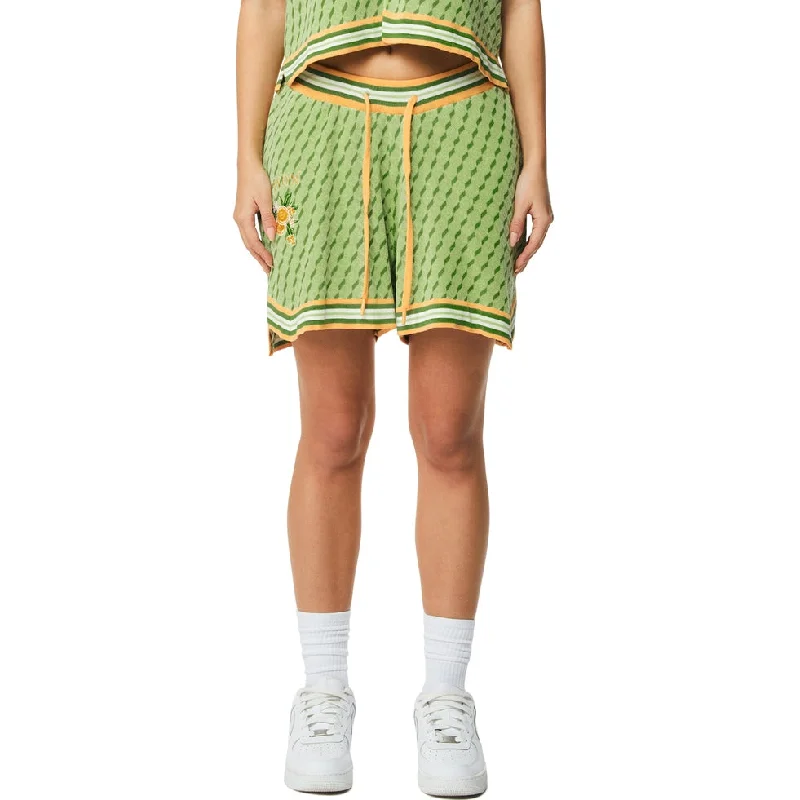 Disco - Inspired Retro Dance Look Jacquard Knit Shorts - Olive