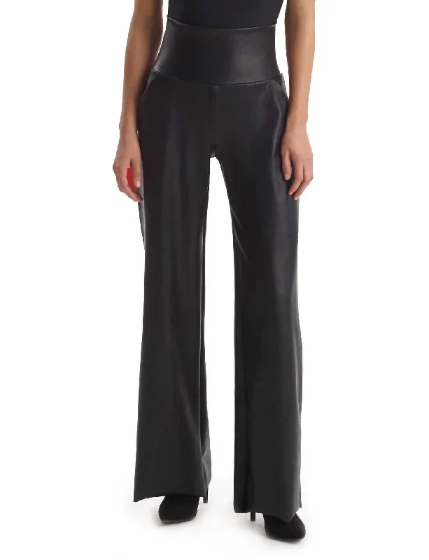 Unleash Your Trend Driven Style Faux Leather Wide Leg Pant In Black