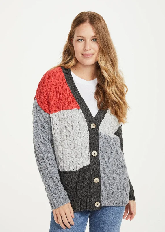 Wardrobe Essentials Aran Patchwork Cardigan