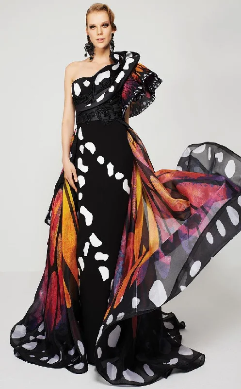 Cool Prices MNM Couture 2381 - One Shoulder Printed Evening Gown