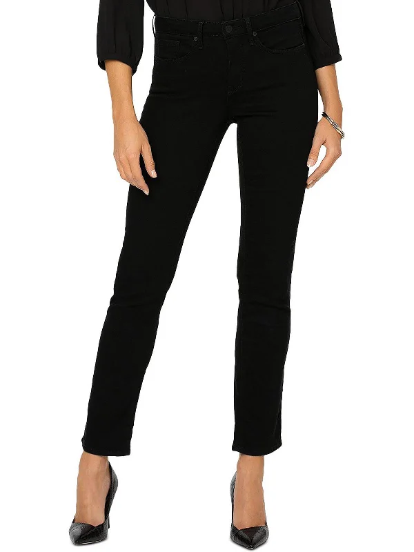 Clearance Event Petites Womens High Rise Straight Leg Slim Jeans