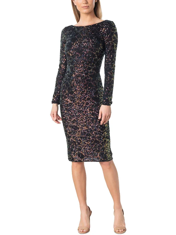 Daily Deals Emery Womens Sequined Midi Cocktail and Party Dress