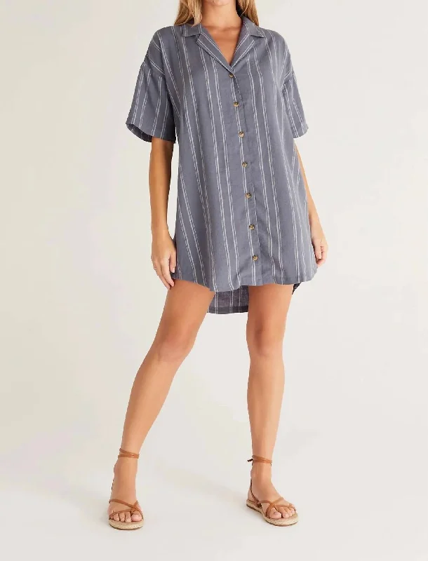 Limited Time Offer James Easy Striped Dress In Worn Indigo