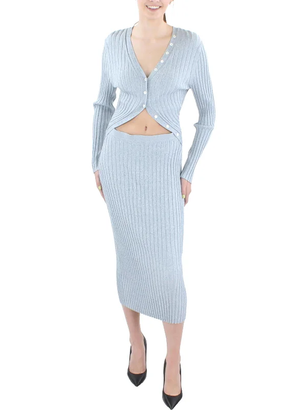 Limited Styles Kim Womens Ribbed Knit Cut-Out Sweaterdress