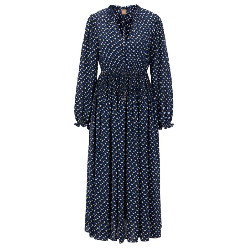 Big Savings Long-sleeved monogram-print dress with tie neckline