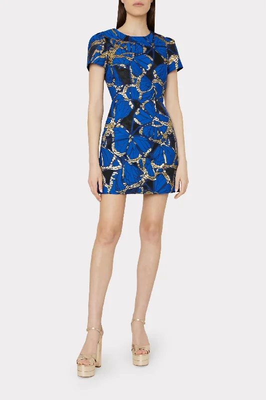 Unbeatable Deals Rowen Butterfly Jacquard Dress In Blue Multi