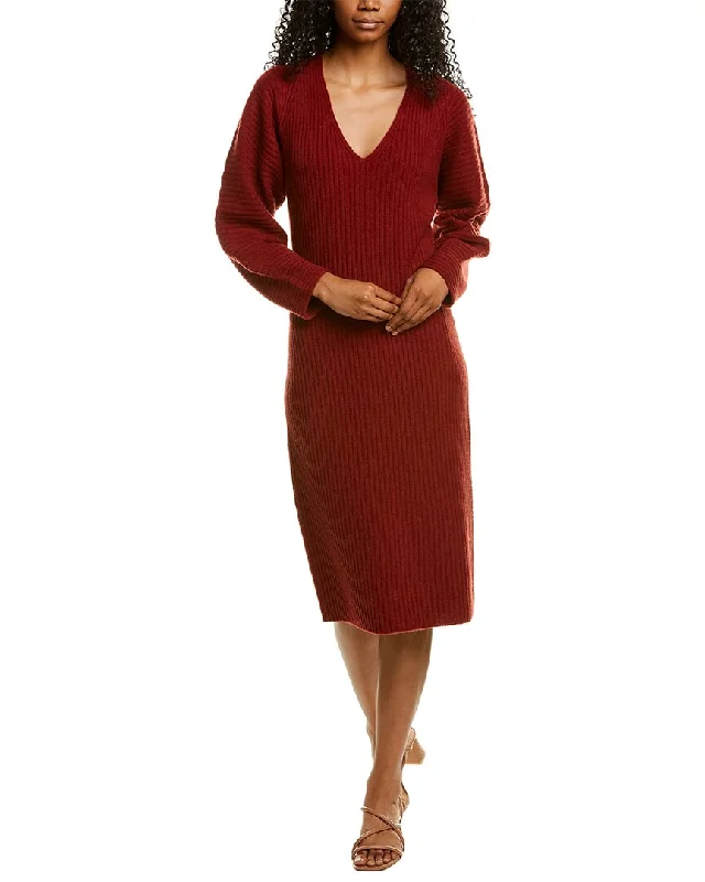 Vibrant Femme Fashion Vince Fitted Dolman Wool-Blend Sweaterdress