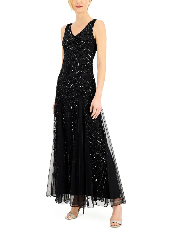 Runway Inspired Wear Womens Beaded Long Evening Dress