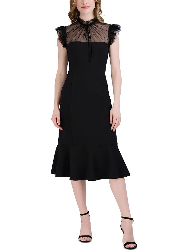 Fashion Forward Womens Illusion Ruffle Cocktail and Party Dress